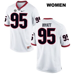 Women's Georgia Bulldogs NCAA #95 Devonte Wyatt Nike Stitched White Authentic College Football Jersey OPM0054IG